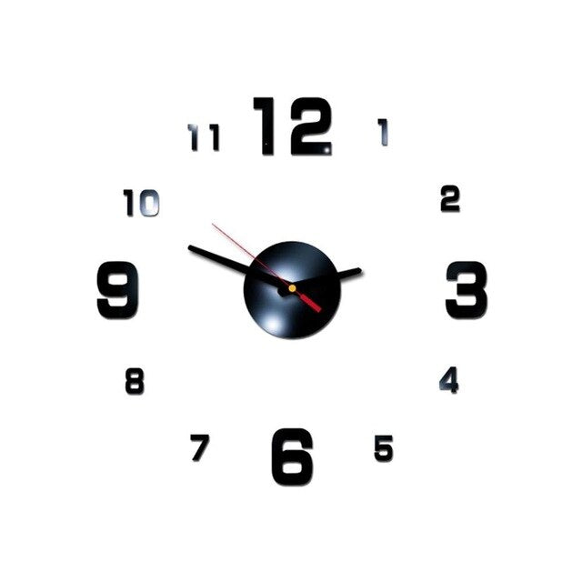 Moderne 3D Wanduhr zum Kleben Spiegeleffekt