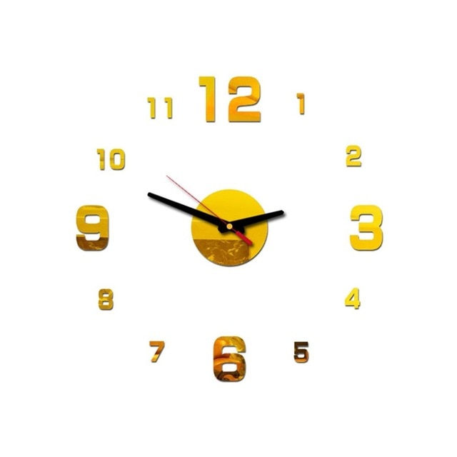 Moderne 3D Wanduhr zum Kleben Spiegeleffekt