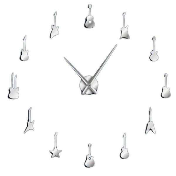 Große 3D Wanduhr mit Gitarren