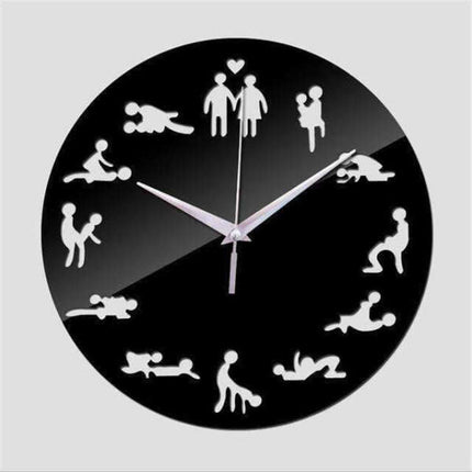 Moderne Kamasutra Wanduhr mit Spiegeleffekt