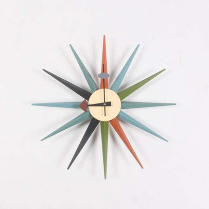 Retro Wanduhr bunt in Sternform