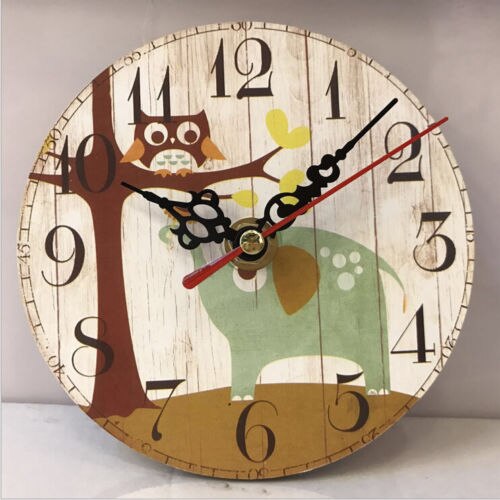 Kinderzimmer Wanduhr mit Eule Elefant