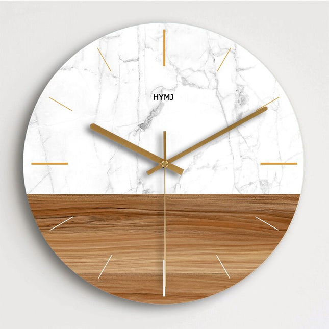 Runde Wanduhr Marmor und Glitzer