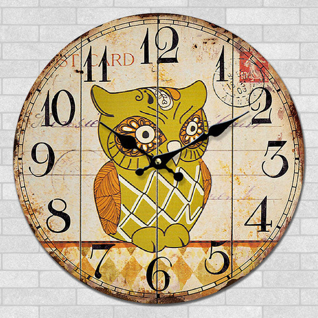 Runde Wanduhr für Kinder mit Eulenmotiv