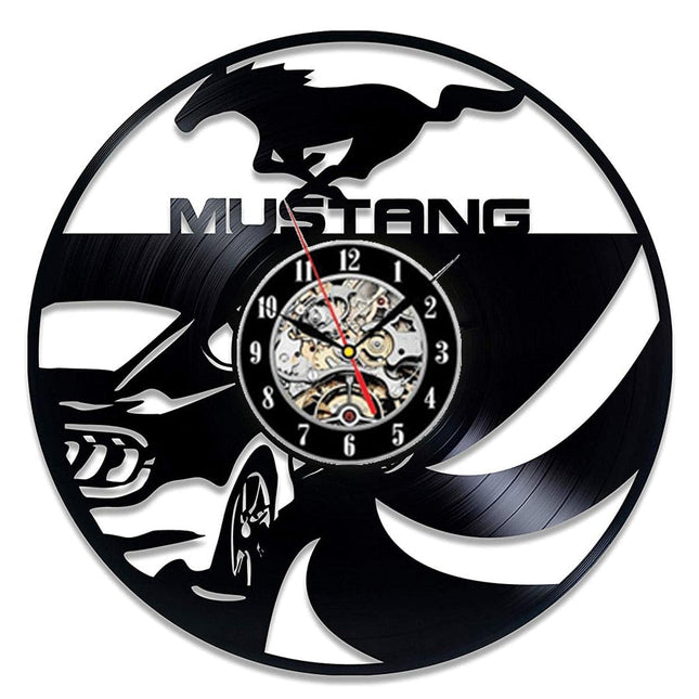 Mustang Auto Schallplattenuhr für Autofans Geschenk