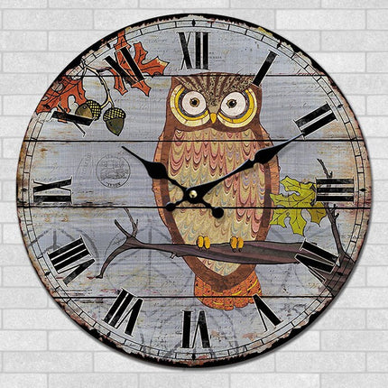 Runde Wanduhr für Kinder mit Eulenmotiv