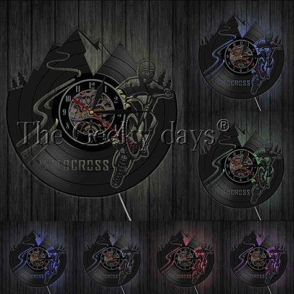 Motorrad Schallplattenuhr im Ketten-Design