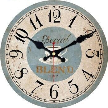 Runde Vintage Wanduhr Holz Weltkarte Design