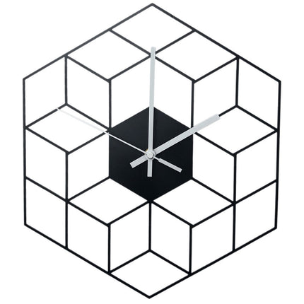 Geometrische Wanduhr Gold Würfel-Design