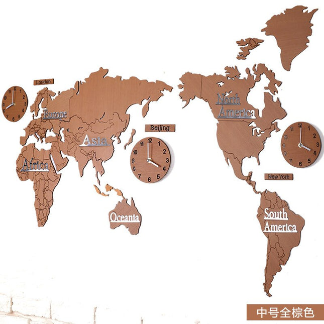 Große Weltkarten-Wanduhr mit Zeitzonen