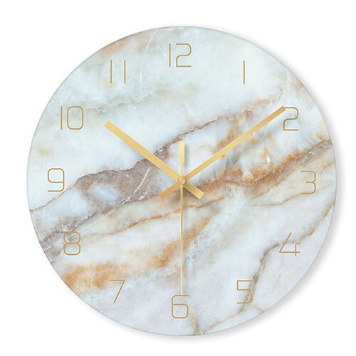 Design Wanduhr aus Glas Marmor-Optik