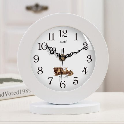 Runde Vintage Tischuhr aus Holz