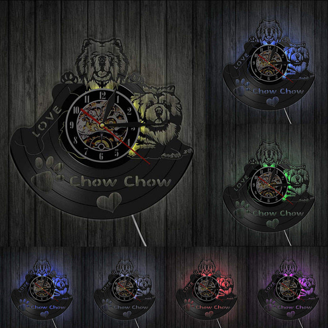 Chow Chow Hund Schallplattenuhr als Wanddekoration