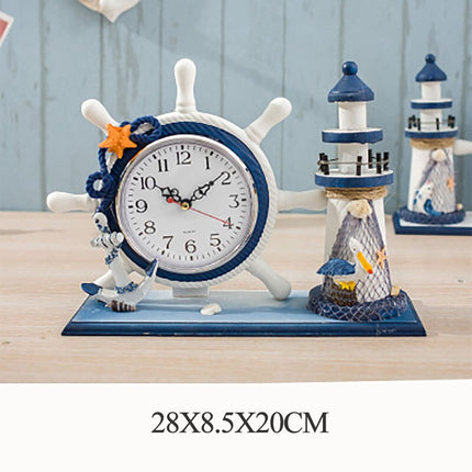 Maritime Tischuhr mit Leuchtturm Deko