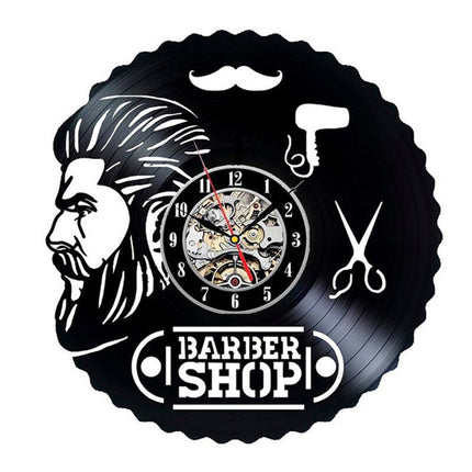 Schallplattenuhr für Friseursalon Barbershop Deko