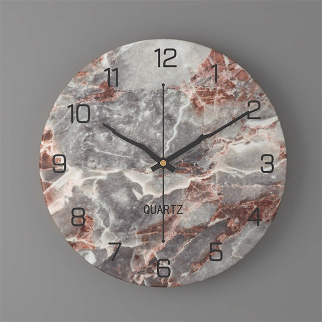 Design Wanduhr moderne Marmor-Holzoptik