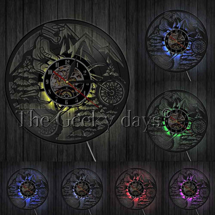 Motorrad Schallplattenuhr im Ketten-Design