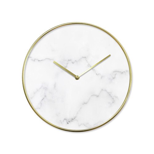 Minimalistische Wanduhr im weißen Marmor-Look