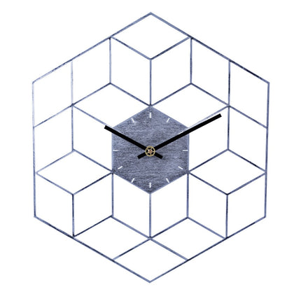 Geometrische Wanduhr Gold Würfel-Design