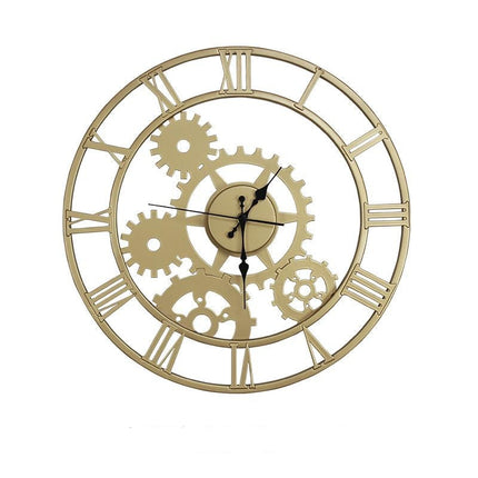 Große goldene Metallwanduhr römische Ziffern