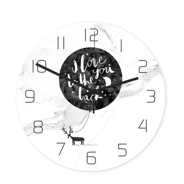 Zweifarbige Wanduhr Skandi Marmor-Optik