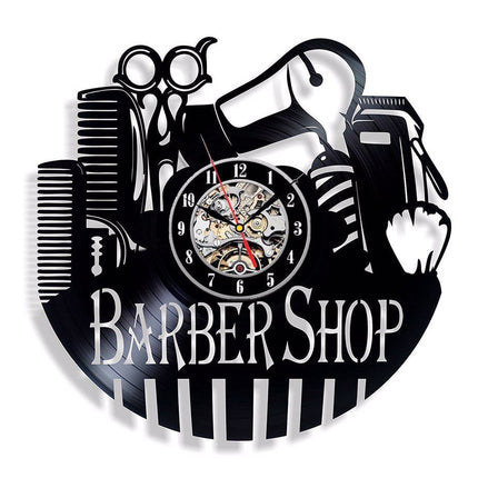 Barber Shop Schallplattenuhr für Friseursalon Deko
