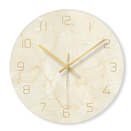 Design Wanduhr aus Glas Marmor-Optik