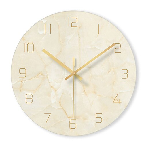 Design Wanduhr aus Glas Marmor-Optik