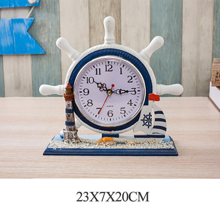Maritime Tischuhr mit Leuchtturm Deko