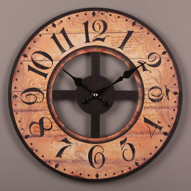 Rustikale Wanduhr aus Holz große Zahlen