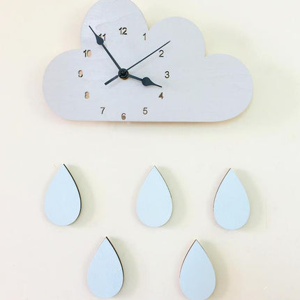 Wanduhr Wolke mit bunten Regentropfen