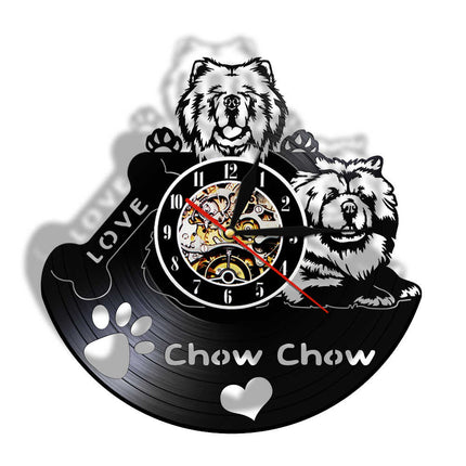 Chow Chow Hund Schallplattenuhr als Wanddekoration