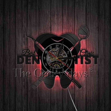 Zahnarzt Schallplattenuhr als Deko für Praxis