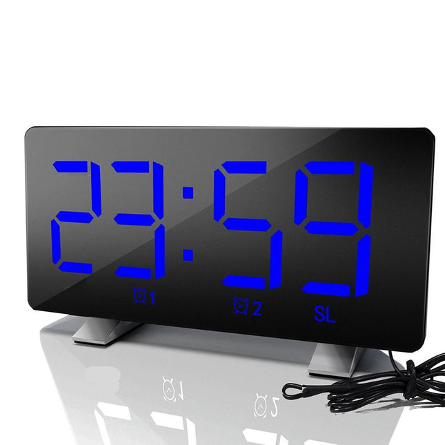 Einfacher Digitalwecker mit großem Spiegeldisplay