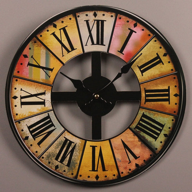 Rustikale Wanduhr aus Holz große Zahlen