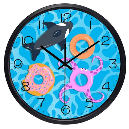 Lustige Kinder Wanduhr mit Schwimmbad-Motiv