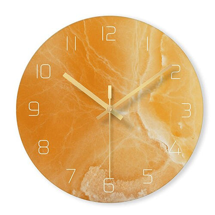 Design Wanduhr aus Glas Marmor-Optik