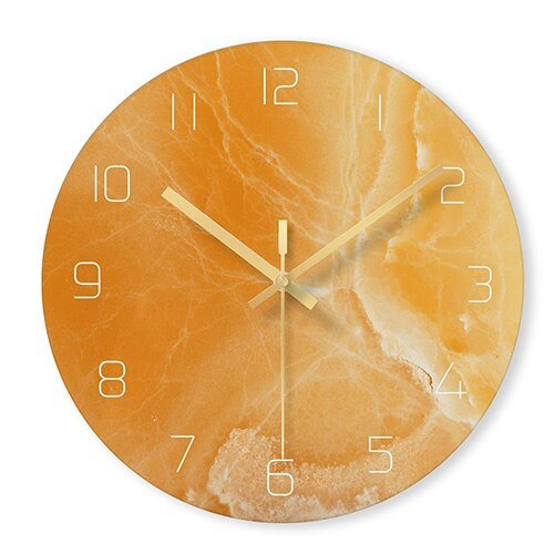 Design Wanduhr aus Glas Marmor-Optik