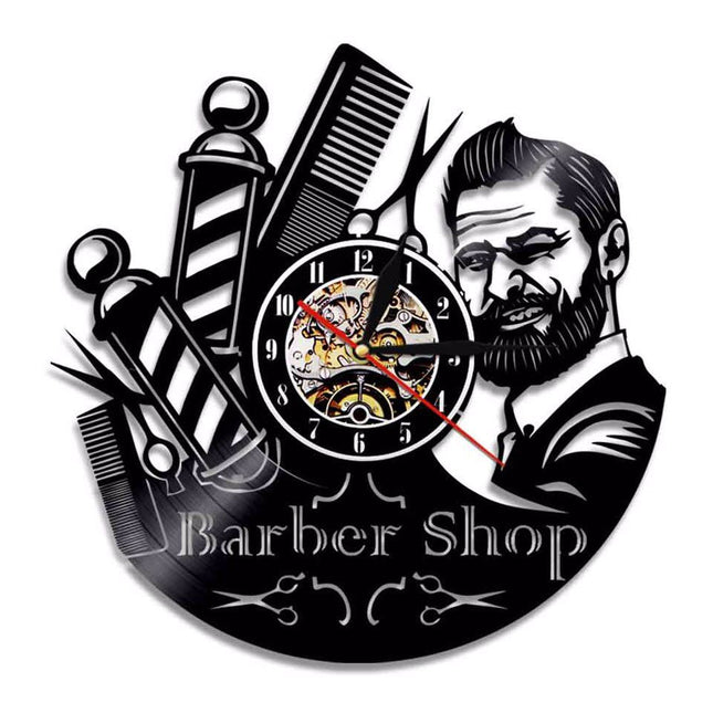 Barber Shop Schallplattenuhr für Friseursalon Deko