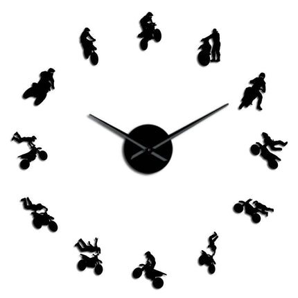 Große 3D Wanduhr mit Motorrad-Motiven