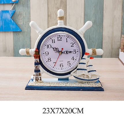 Maritime Tischuhr mit Leuchtturm Deko