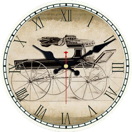 Retro Wanduhr mit historischem Kutschen-Motiv