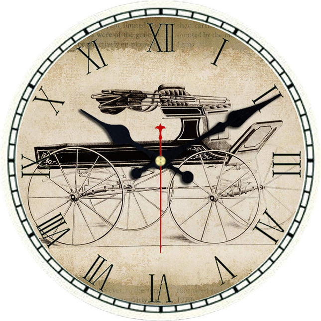Retro Wanduhr mit historischem Kutschen-Motiv