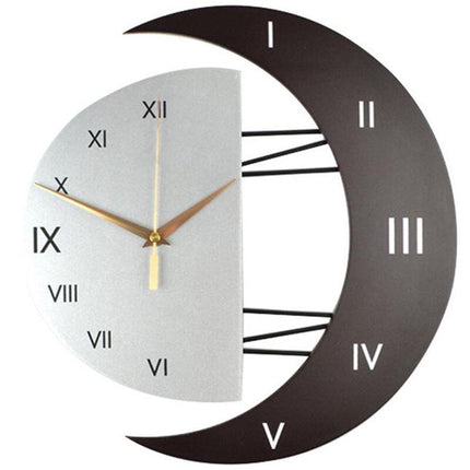 Wanduhr Halbmond Design mit Stern