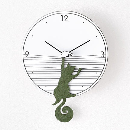 Lustige Wanduhr Katze mit Pendel