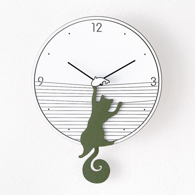 Lustige Wanduhr Katze mit Pendel
