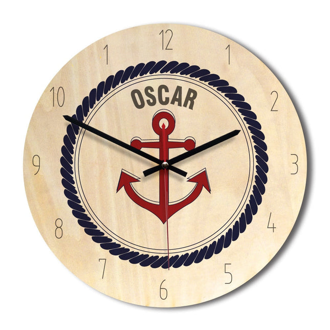 Kinderzimmer Wanduhr Holz mit Flugzeug