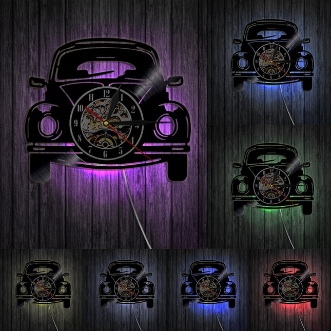 Auto Schallplattenuhr Käfer Retro Design
