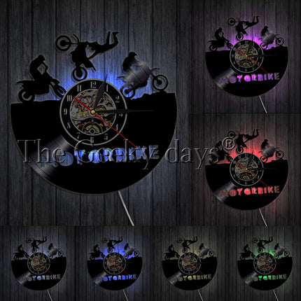 Motorrad Schallplattenuhr im Ketten-Design