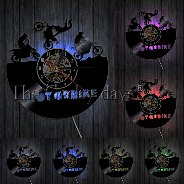 Motorrad Schallplattenuhr im Ketten-Design